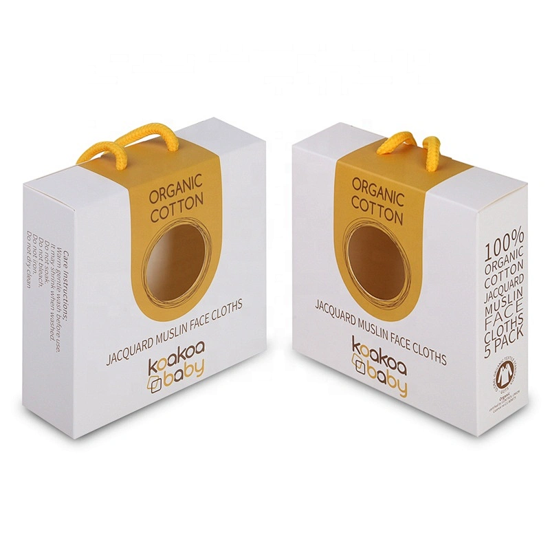 foldable transparent window box towel packaging design with handles