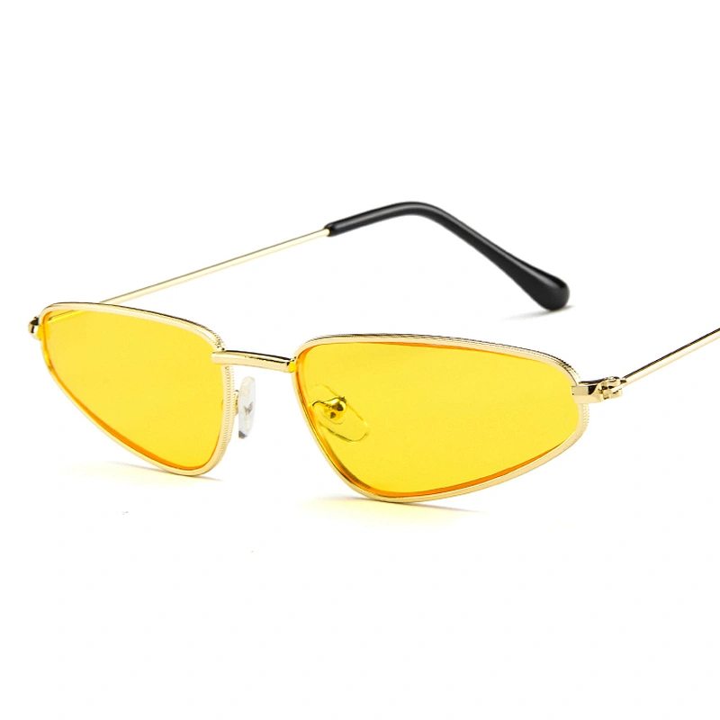 Women Cateye Shades Glasses Custom Logo Vintage Metal Small Triangle Cat Eye Sunglasses