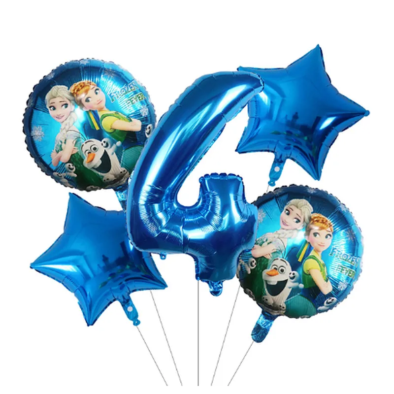5Pcs Number Balloon Elsa Anna Disney Frozen Princess Helium Balloons Baby Shower Girl Globos Birthday Party Decoration Kids Toys