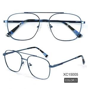 Double bridge big frame eyeglasses men retro gold temple oversized optical glasses