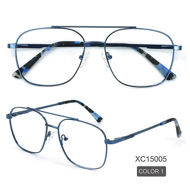 Double bridge big frame eyeglasses men retro gold temple oversized optical glasses