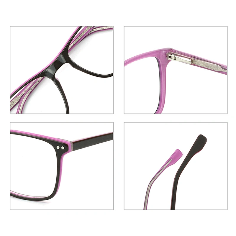 Acetate Men Patchwork Italy Design Rectangle Eye Glasses Clear Lens Optical Frames Spectacles