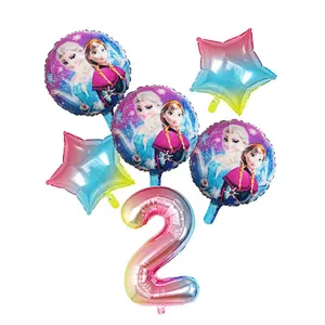 Disney Frozen Princess Elsa Helium Balloons Gradient Number Baby Shower Party Decoration Balloons Kids Birthday Air Globos