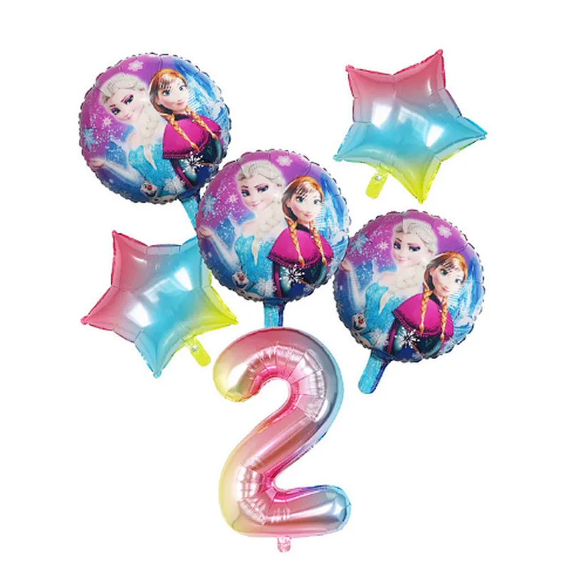 Disney Frozen Princess Elsa Helium Balloons Gradient Number Baby Shower Party Decoration Balloons Kids Birthday Air Globos