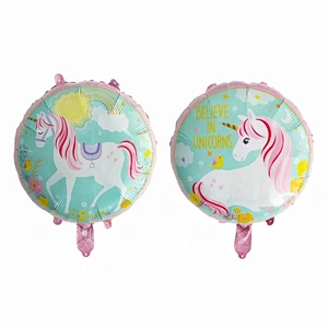 Hot Sale Birthday Party Decoration Balloon 18 Inch Round Shape Unicorn Foil Balloon