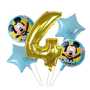 5pcs 18inch Mickey Minnie Foil Balloons Set Pink Gold 30inch Number Globos Baby Shower Kids Happy Birthday Party Decoration Toys