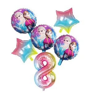Disney Frozen Princess Elsa Helium Balloons Gradient Number Baby Shower Party Decoration Balloons Kids Birthday Air Globos