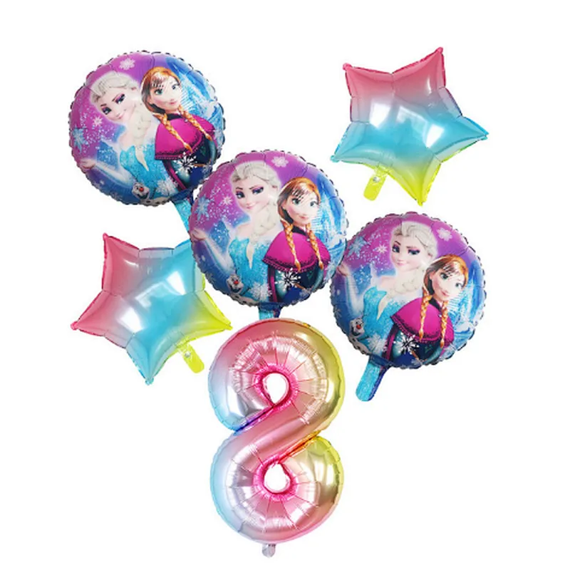 Disney Frozen Princess Elsa Helium Balloons Gradient Number Baby Shower Party Decoration Balloons Kids Birthday Air Globos