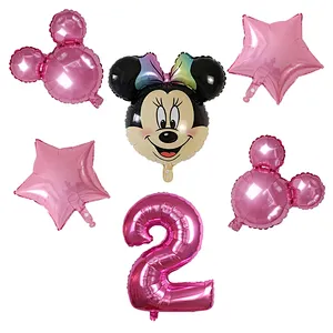 Pink Mickey Minnie Mickey Mouse Number Foil Balloon Cartoon Theme Children's Birthday Party Decoration Balloon Set