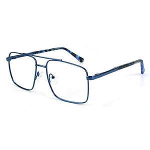 Squared double bridge eyeglasses frame metal optical frames oversized