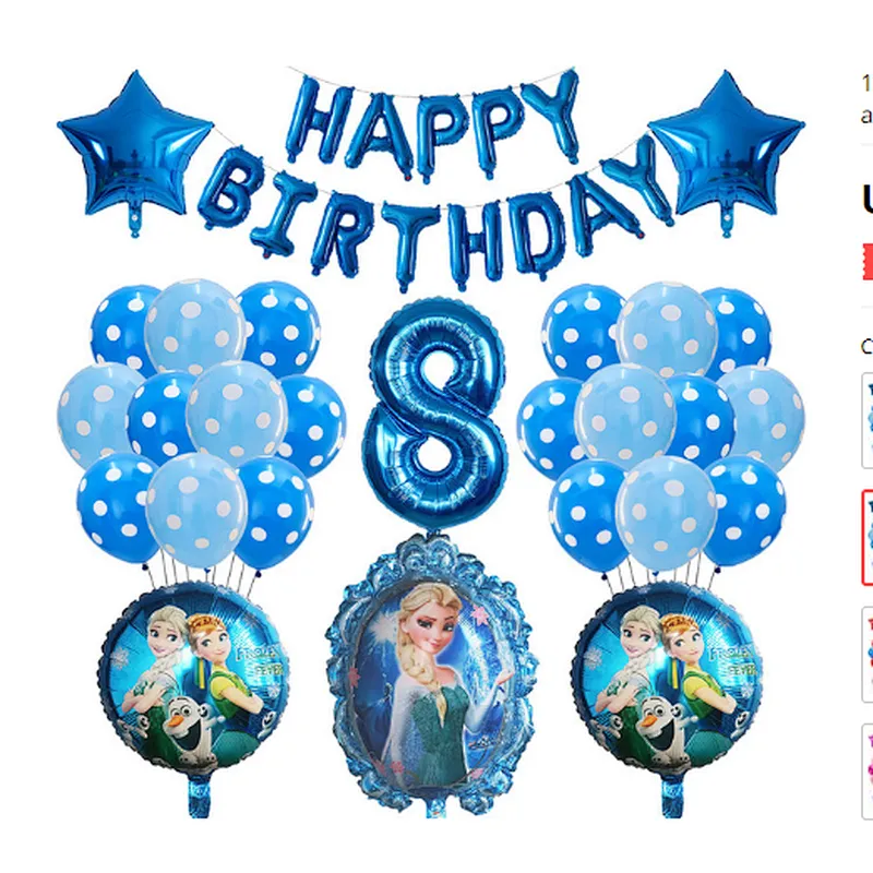 Frozen Party Latex Balloon Set Girl Kids 1 2 3 4 5 6 7 8 9 Birthday Party Decor Baby Shower Number Balloons Globos Supplies