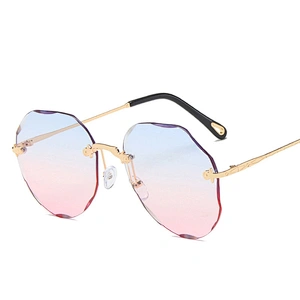 UV400 Oversized Shades Sun glasses Sunglasses Lady Female Women 2021 brand design trendy Rimless sunglasses