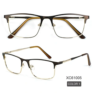 Multi color fashion design metal frame optical eyeglasses square lens gentleman dress