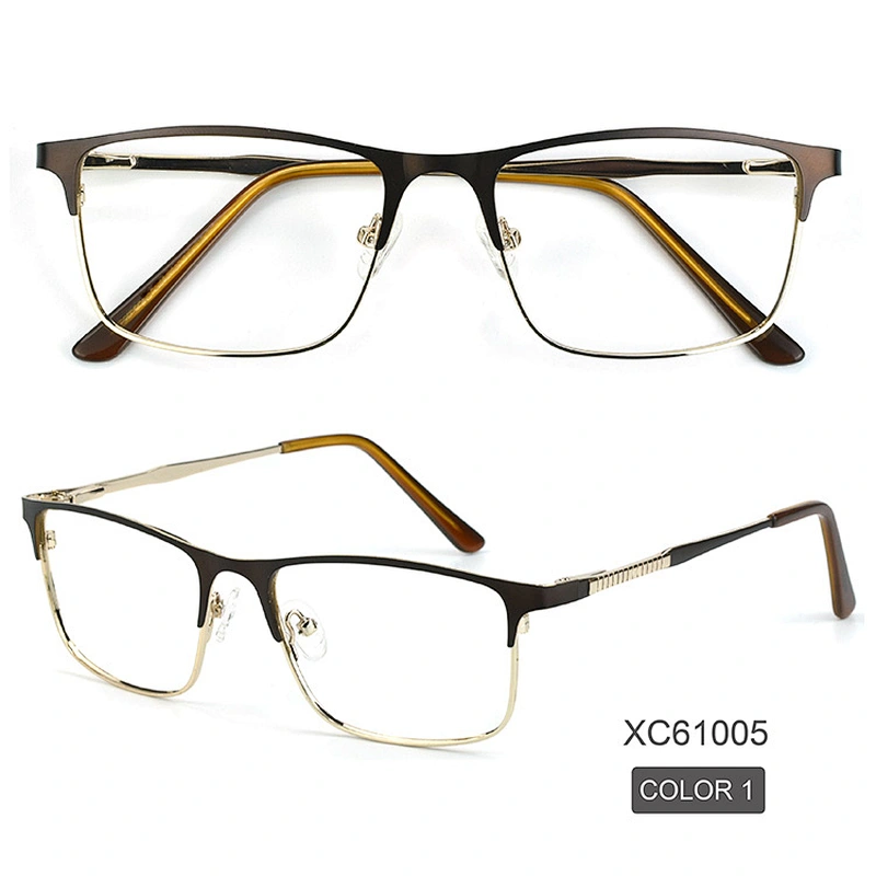 Multi color fashion design metal frame optical eyeglasses square lens gentleman dress