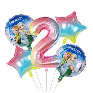 5Pcs Number Balloon Elsa Anna Disney Frozen Princess Helium Balloons Baby Shower Girl Globos Birthday Party Decoration Kids Toys