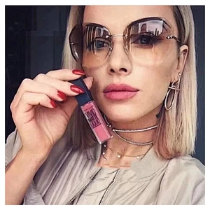 2021 Gold Metal Women Retro Hotsale Frameless Rimless Square Oversized Sunglasses