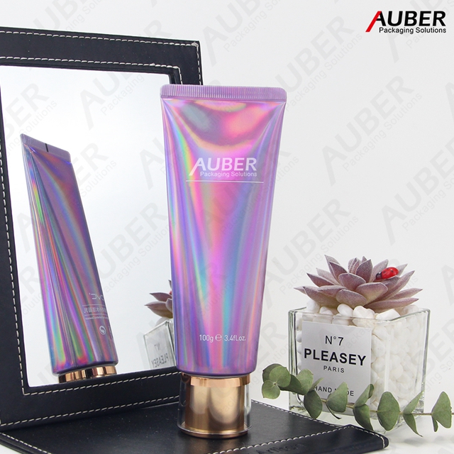 Purple holographic HGL tube with metalized screw on cap