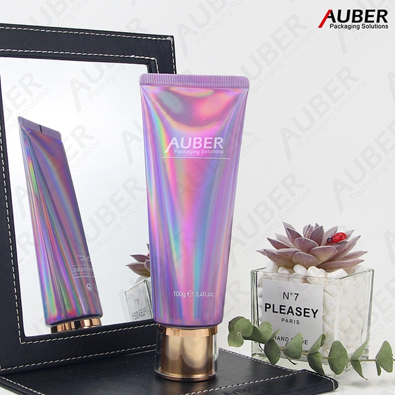 Purple holographic HGL tube with metalized screw on cap