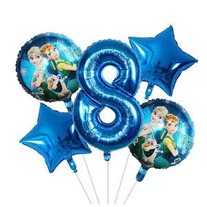 5Pcs Number Balloon Elsa Anna Disney Frozen Princess Helium Balloons Baby Shower Girl Globos Birthday Party Decoration Kids Toys