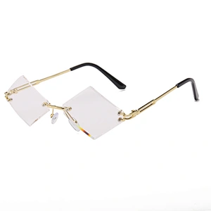 rhombus sunglasses women men rimless vintage gift party unisex fashion rhombus sunglasses UV400