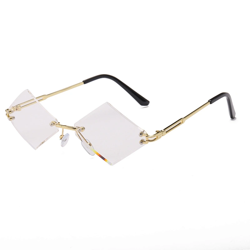 rhombus sunglasses women men rimless vintage gift party unisex fashion rhombus sunglasses UV400