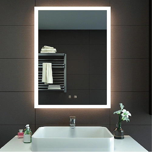 Modern Home Mirror With LED Lights Around It Horizontal And Vertical Installation HC1025