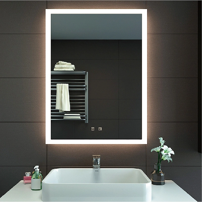 Modern Home Mirror With LED Lights Around It Horizontal And Vertical Installation HC1025