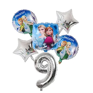 Disney Frozen Princess Elsa Helium Balloons Gradient Number Baby Shower Party Decoration Balloons Kids Birthday Air Globos