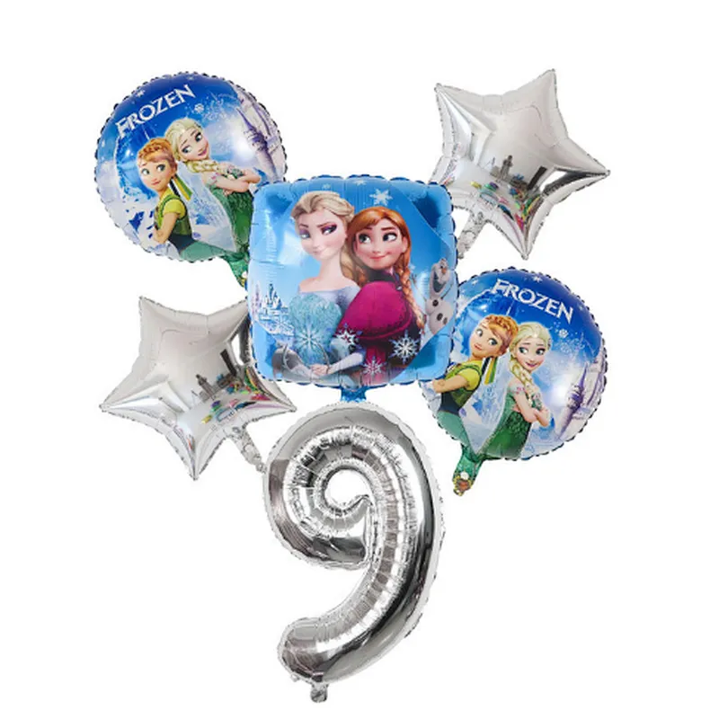 Disney Frozen Princess Elsa Helium Balloons Gradient Number Baby Shower Party Decoration Balloons Kids Birthday Air Globos