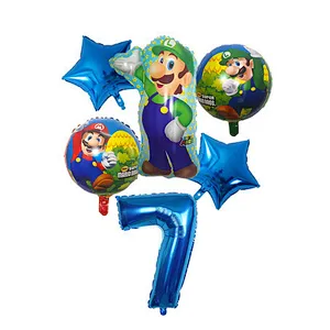 6pcs Super Mario Balloon Latex Mario Bros Balloons For 1 2 3 4 5 6 Birthday Party Decor Baby Shower Lugis Mario Ballons Kids Toy