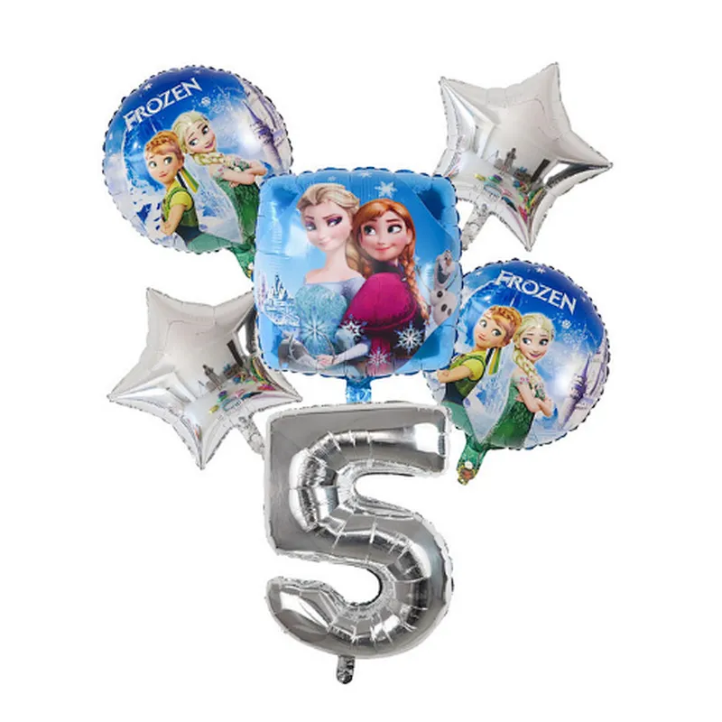Disney Frozen Princess Elsa Helium Balloons Gradient Number Baby Shower Party Decoration Balloons Kids Birthday Air Globos