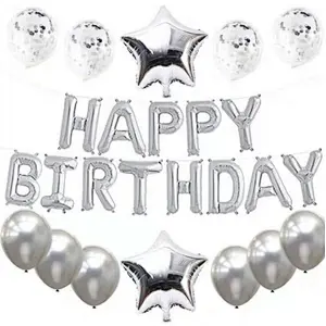 Happy Birthday Set With Foil Banner Balloon And Latex Ballon For Birthday Party Decorations