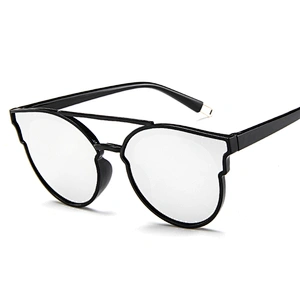 Amazon Popular Uv 400 Big Frame Double Bridges Thin Temple Womens Metal Sunglasses