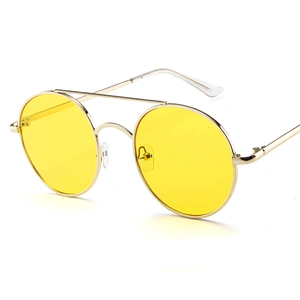 2021 High-End Exquisite Double Bridge Round Unisex Flat Top UV400 Sunglasses Sun Glasses