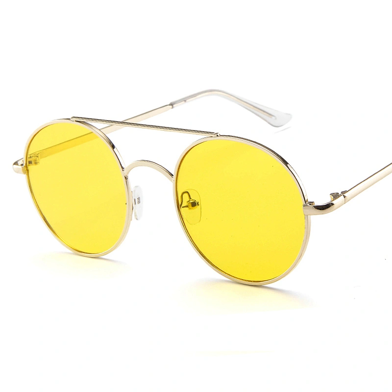 2021 High-End Exquisite Double Bridge Round Unisex Flat Top UV400 Sunglasses Sun Glasses