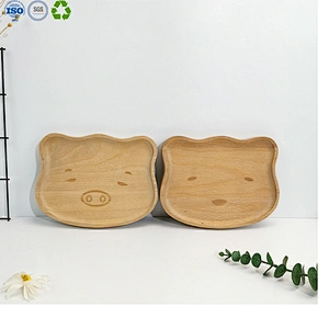 Wood cartoon cutlery plate