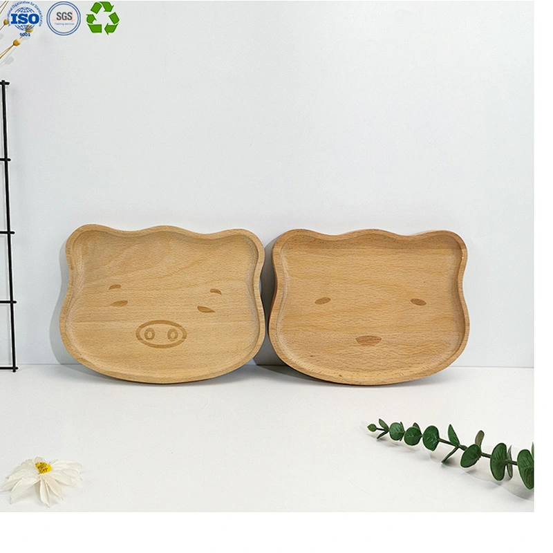Wood cartoon cutlery plate