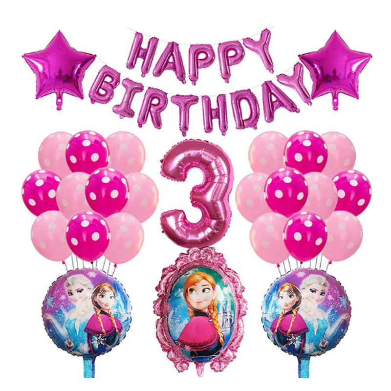 Frozen Party Latex Balloon Set Girl Kids 1 2 3 4 5 6 7 8 9 Birthday Party Decor Baby Shower Number Balloons Globos Supplies
