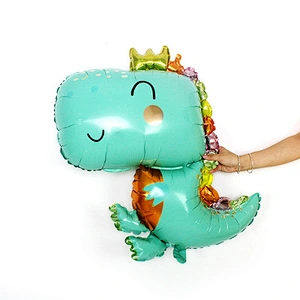 New green crown dinosaur aluminum film balloon jungle theme party decoration dinosaur aluminum film balloon layout