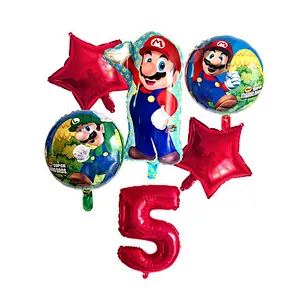 6pcs Super Mario Balloon Latex Mario Bros Balloons For 1 2 3 4 5 6 Birthday Party Decor Baby Shower Lugis Mario Ballons Kids Toy