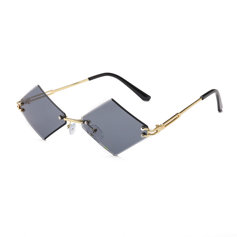 rhombus sunglasses women men rimless vintage gift party unisex fashion rhombus sunglasses UV400