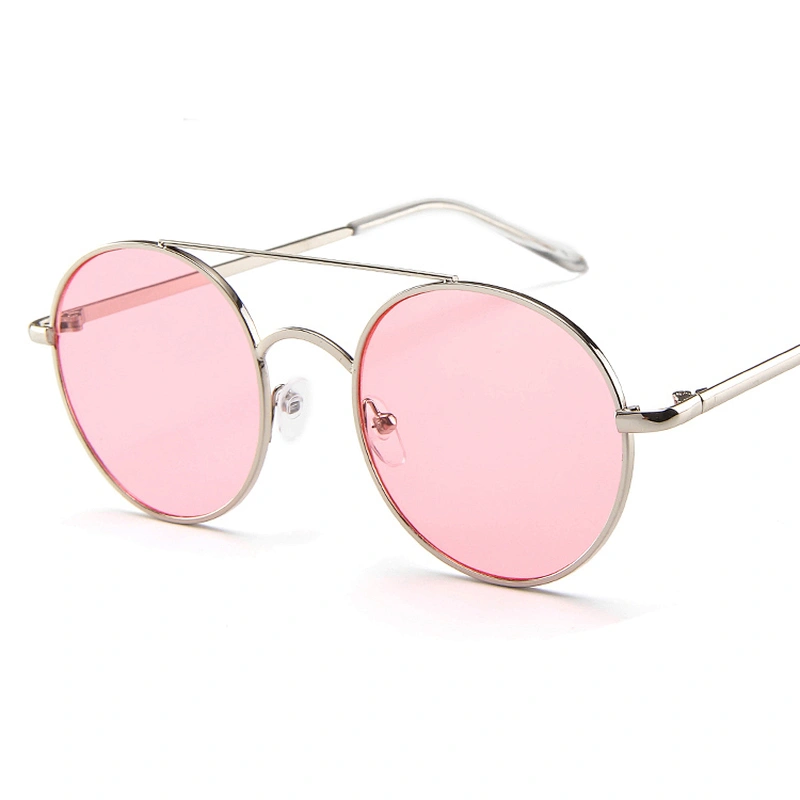 2021 High-End Exquisite Double Bridge Round Unisex Flat Top UV400 Sunglasses Sun Glasses