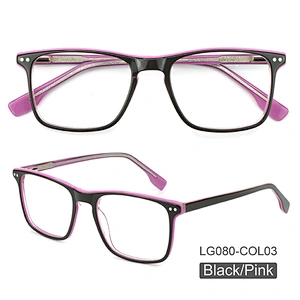 Acetate Men Patchwork Italy Design Rectangle Eye Glasses Clear Lens Optical Frames Spectacles