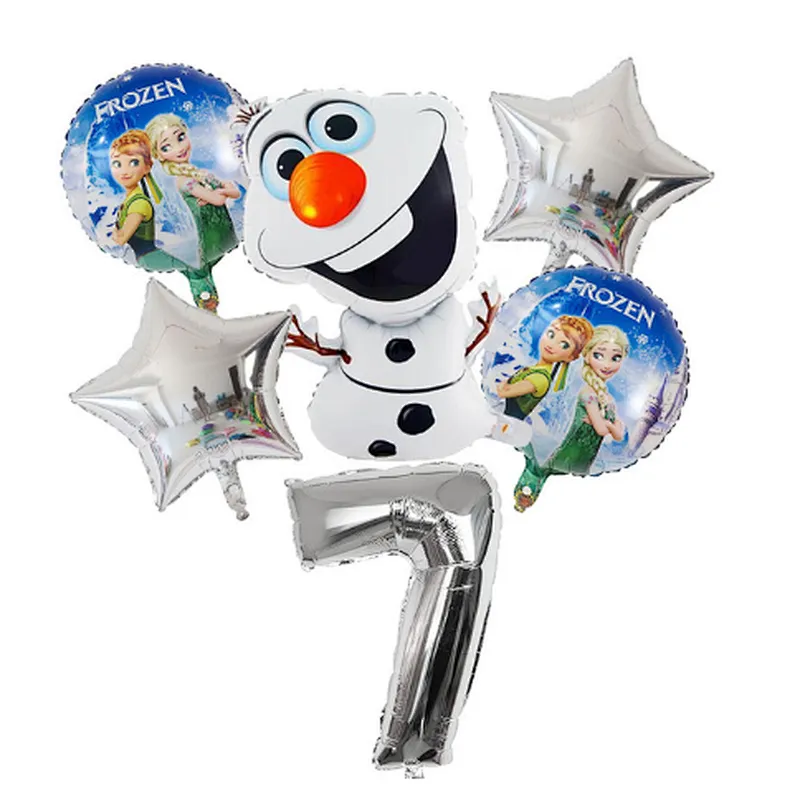 6Pcs Elsa Disney Frozen Princess Helium Balloons Number Baby Shower Girl Foil Globos Birthday Party Decorations Kids Toys Gift