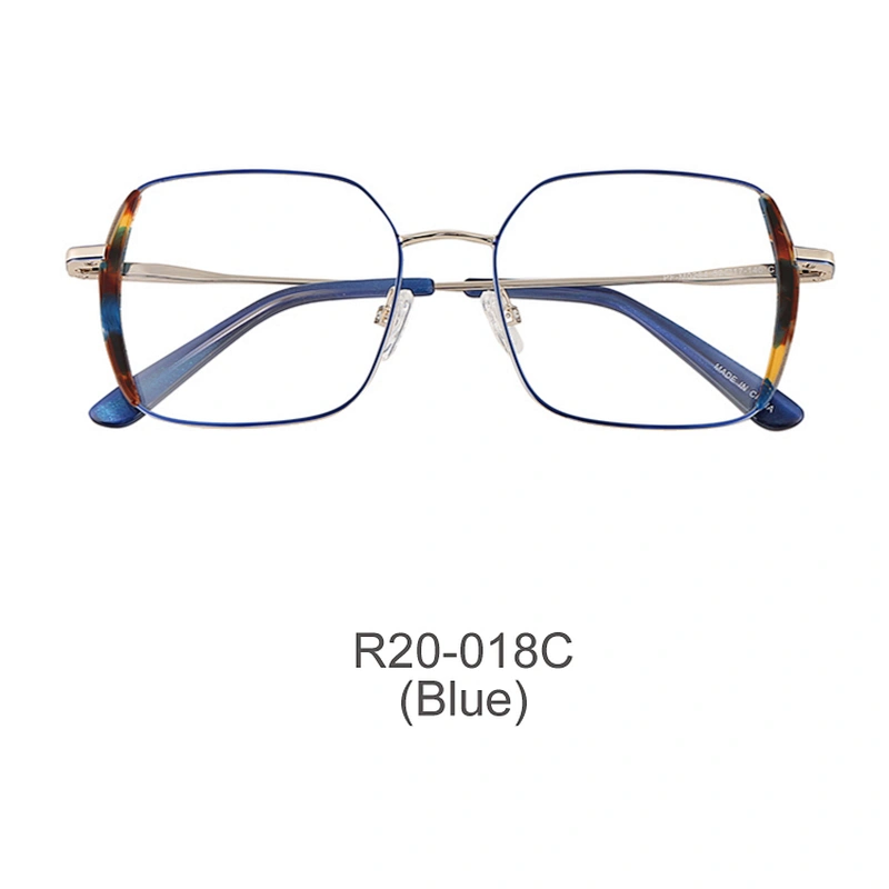 High quality new fashion metal optical frame polygon eyeglasses Woman luxury designer eyeglasses