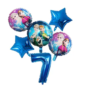 Disney Frozen Princess Elsa Helium Balloons Gradient Number Baby Shower Party Decoration Balloons Kids Birthday Air Globos