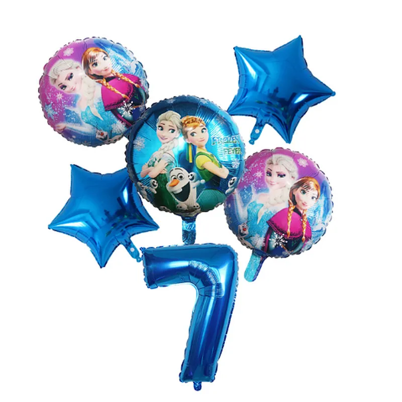 Disney Frozen Princess Elsa Helium Balloons Gradient Number Baby Shower Party Decoration Balloons Kids Birthday Air Globos