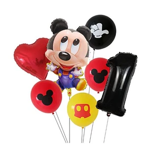 7pcs Cartoon Mickey Minnie Mouse Foil Balloons Set Globos For Baby Shower Kids Happy Birthday Party Decorations