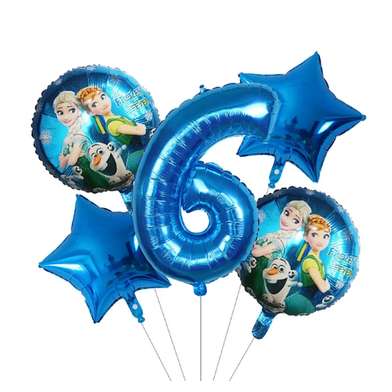 5Pcs Number Balloon Elsa Anna Disney Frozen Princess Helium Balloons Baby Shower Girl Globos Birthday Party Decoration Kids Toys