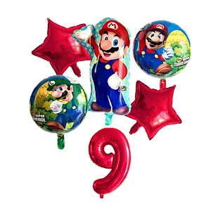 6pcs Super Mario Balloon Latex Mario Bros Balloons For 1 2 3 4 5 6 Birthday Party Decor Baby Shower Lugis Mario Ballons Kids Toy